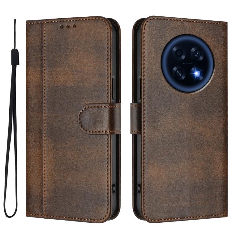 For OPPO A6 GT 5G Line Splicing Buckle Retro Leather Phone Case