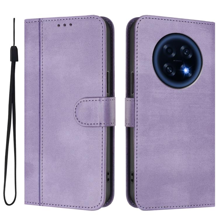 For OPPO A6 GT 5G Line Splicing Buckle Retro Leather Phone Case