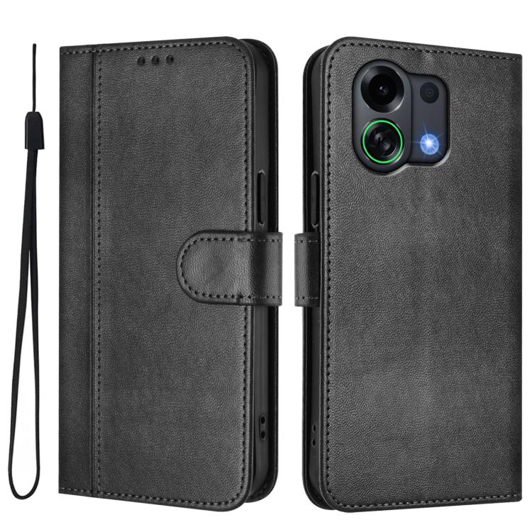 For OPPO K13 Turbo / K13 Turbo Pro Line Splicing Buckle Retro Leather Phone Case