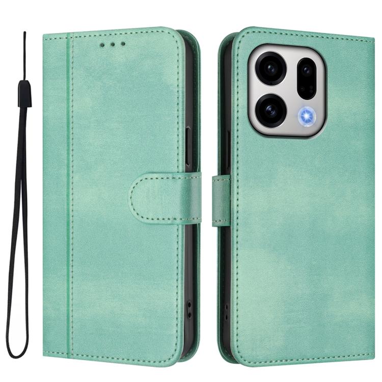 For OPPO Find X9 Line Splicing Buckle Retro Leather Phone Case
