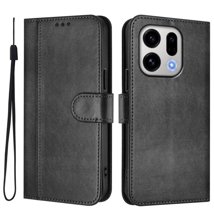 For OPPO Find X9 Line Splicing Buckle Retro Leather Phone Case
