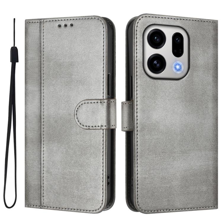 For OPPO Find X9 Line Splicing Buckle Retro Leather Phone Case