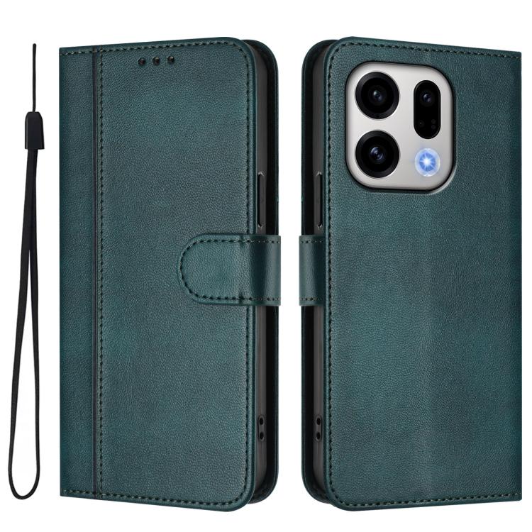 For OPPO Find X9 Line Splicing Buckle Retro Leather Phone Case