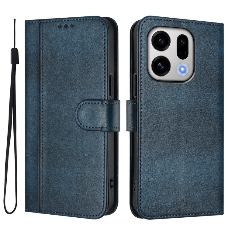 For OPPO Find X9 Line Splicing Buckle Retro Leather Phone Case