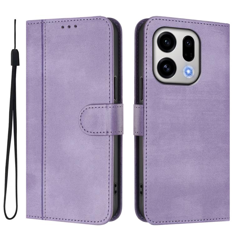 For OPPO Find X9 Line Splicing Buckle Retro Leather Phone Case