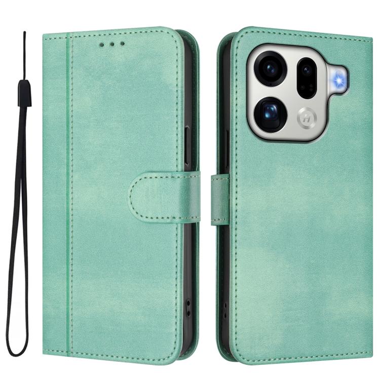 For OPPO Find X9 Pro Line Splicing Buckle Retro Leather Phone Case
