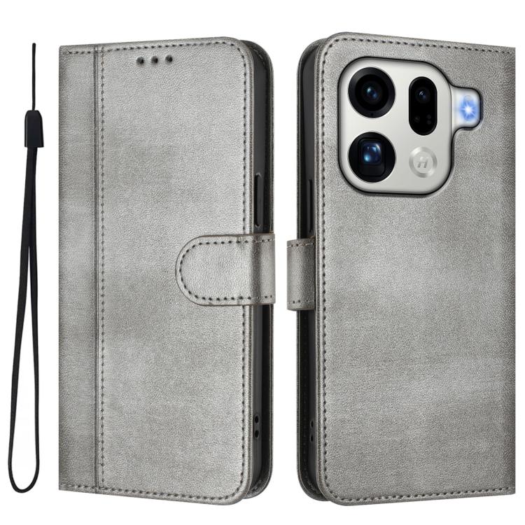 For OPPO Find X9 Pro Line Splicing Buckle Retro Leather Phone Case