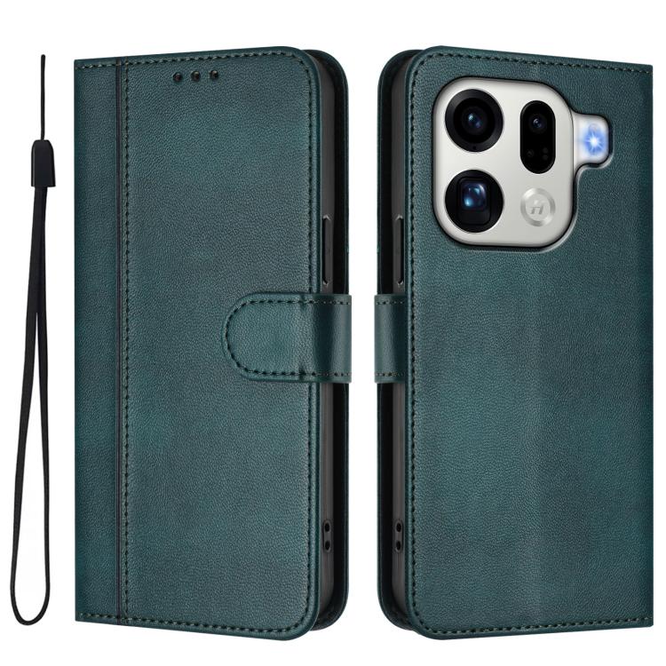 For OPPO Find X9 Pro Line Splicing Buckle Retro Leather Phone Case