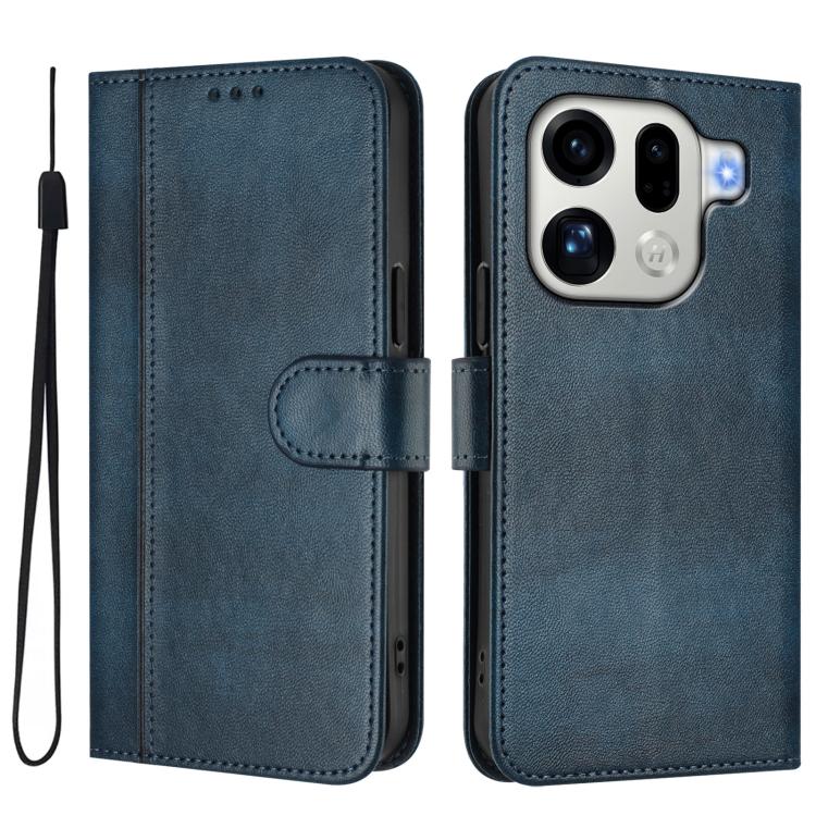 For OPPO Find X9 Pro Line Splicing Buckle Retro Leather Phone Case