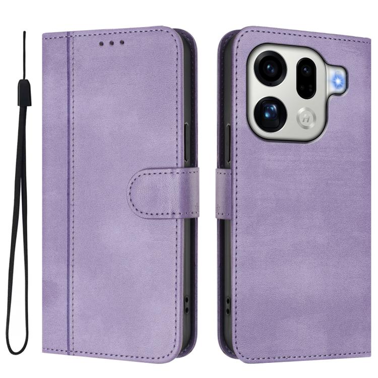 For OPPO Find X9 Pro Line Splicing Buckle Retro Leather Phone Case