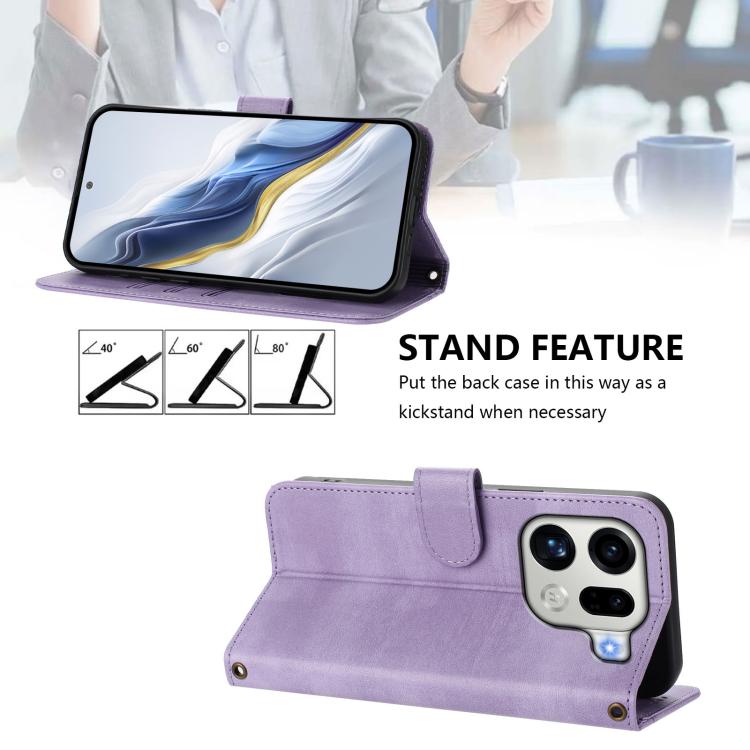 For OPPO Find X9 Pro Line Splicing Buckle Retro Leather Phone Case