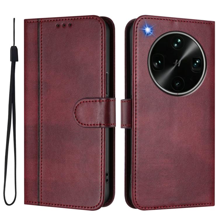 For OPPO Find X9 Ultra Line Splicing Buckle Retro Leather Phone Case