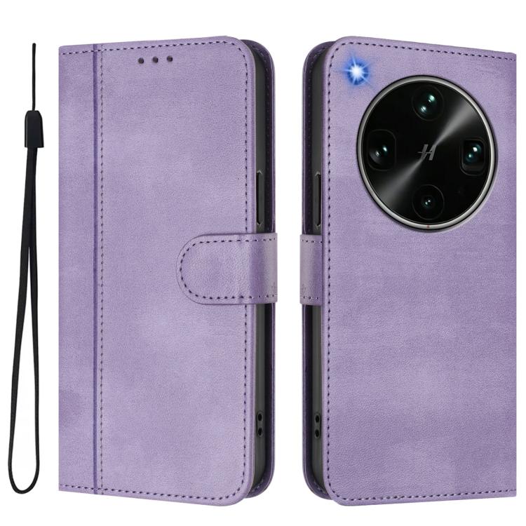 For OPPO Find X9 Ultra Line Splicing Buckle Retro Leather Phone Case