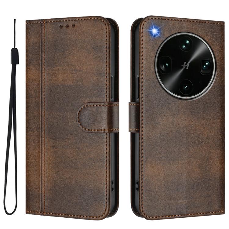 For OPPO Find X9 Ultra Line Splicing Buckle Retro Leather Phone Case