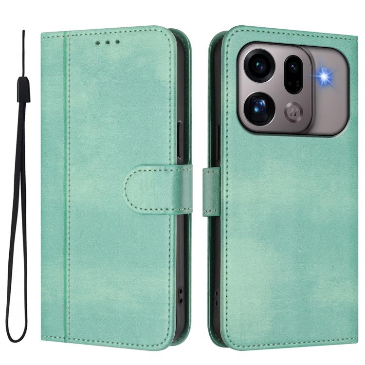 For OPPO Find X9s Pro Line Splicing Buckle Retro Leather Phone Case