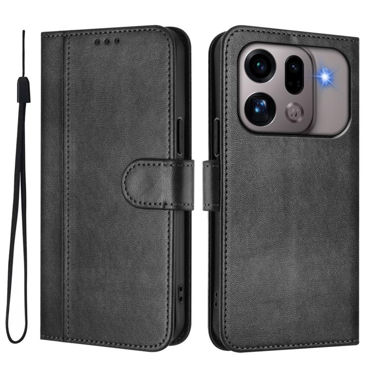 For OPPO Find X9s Pro Line Splicing Buckle Retro Leather Phone Case