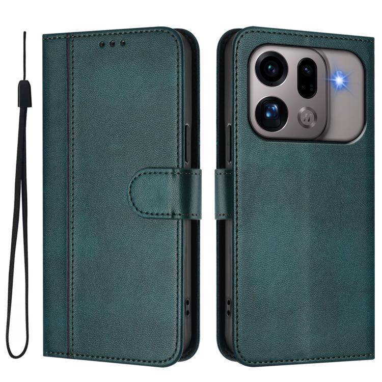 For OPPO Find X9s Pro Line Splicing Buckle Retro Leather Phone Case