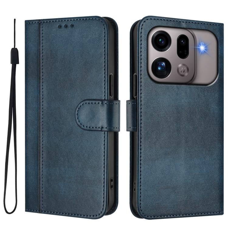 For OPPO Find X9s Pro Line Splicing Buckle Retro Leather Phone Case