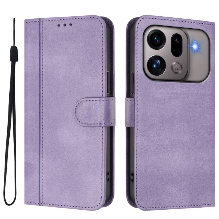 For OPPO Find X9s Pro Line Splicing Buckle Retro Leather Phone Case