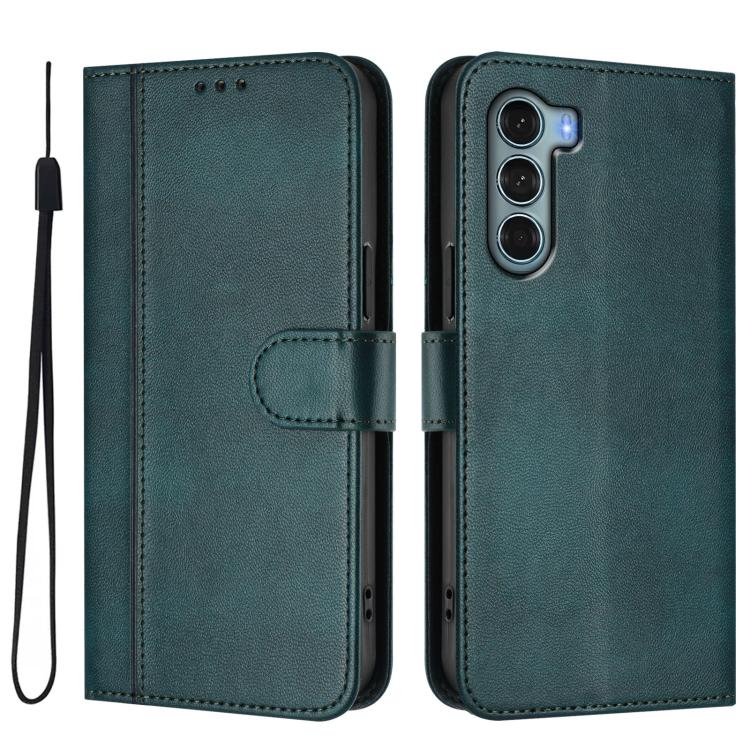 For Motorola Edge S30 / Moto G200 5G Line Splicing Buckle Retro Leather Phone Case