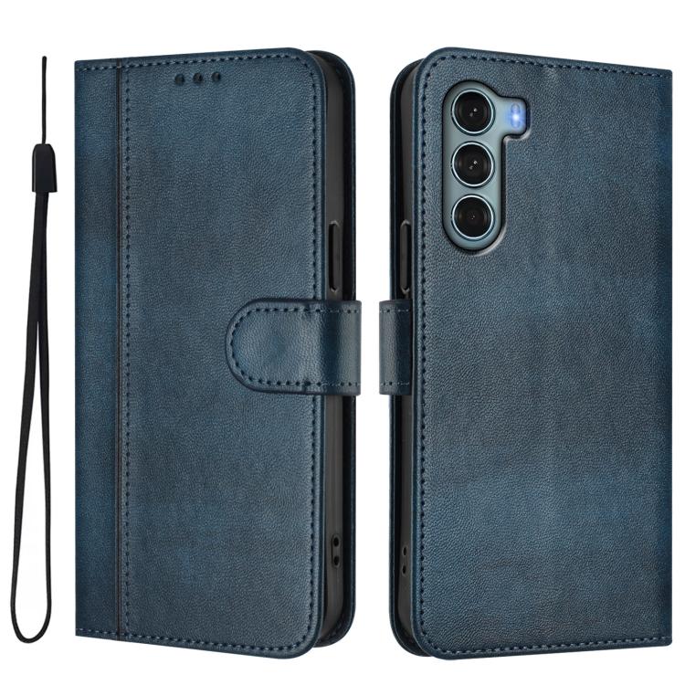 For Motorola Edge S30 / Moto G200 5G Line Splicing Buckle Retro Leather Phone Case