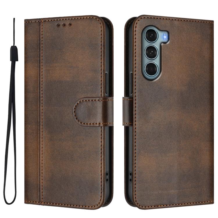 For Motorola Edge S30 / Moto G200 5G Line Splicing Buckle Retro Leather Phone Case