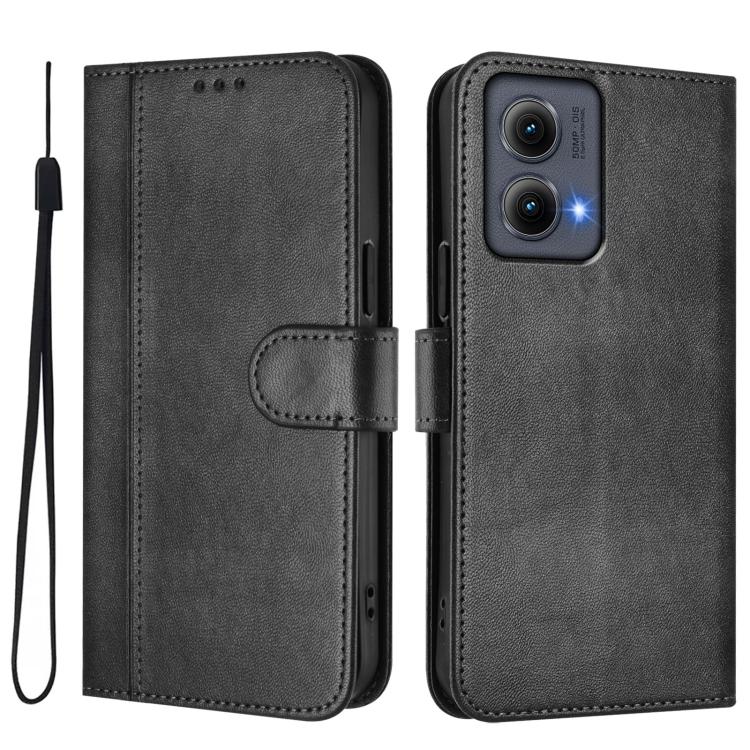 For Motorola Edge 5G 2024 Line Splicing Buckle Retro Leather Phone Case