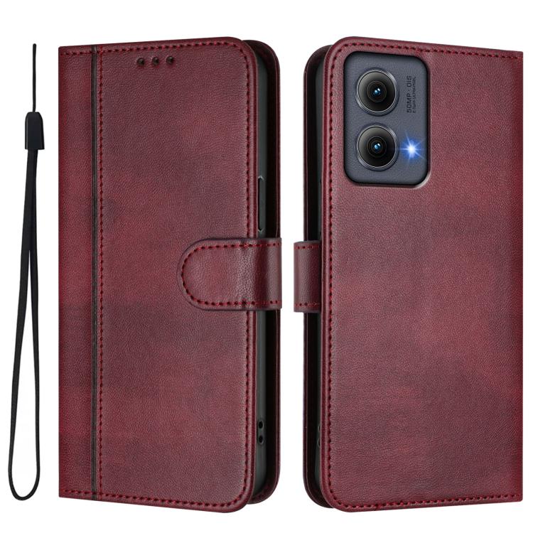 For Motorola Edge 5G 2024 Line Splicing Buckle Retro Leather Phone Case