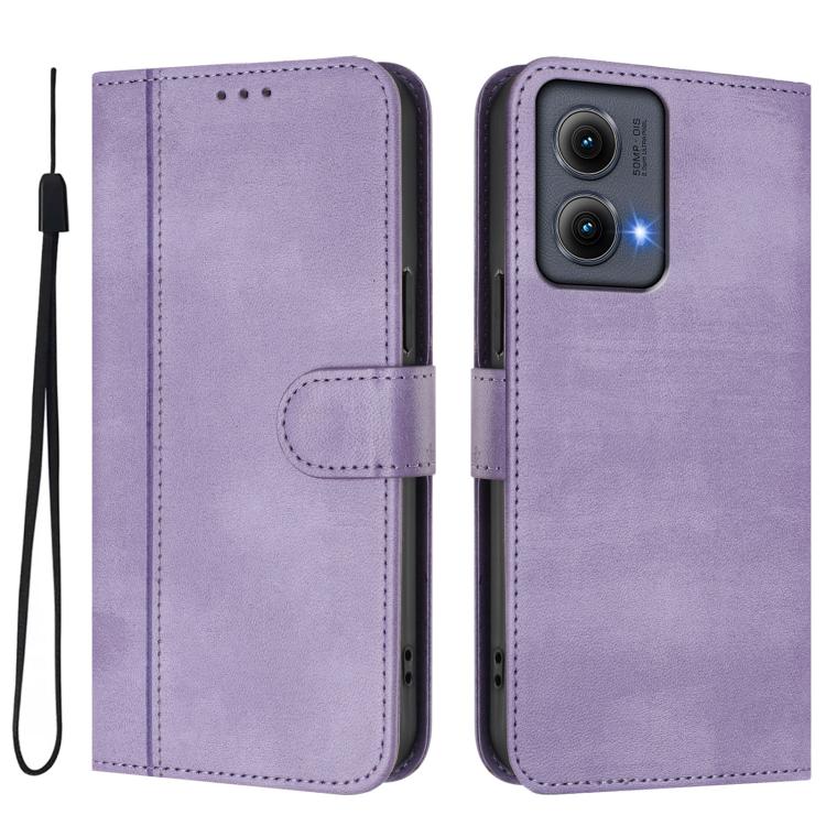 For Motorola Edge 5G 2024 Line Splicing Buckle Retro Leather Phone Case