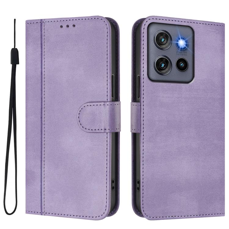 For Motorola Edge 5G 2025 Line Splicing Buckle Retro Leather Phone Case