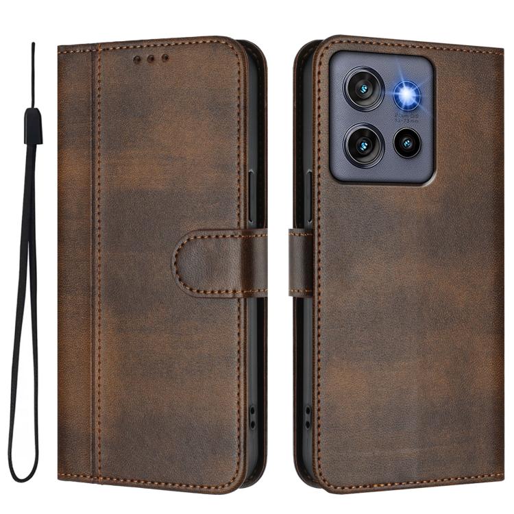 For Motorola Edge 5G 2025 Line Splicing Buckle Retro Leather Phone Case