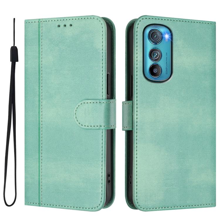 For Motorola Edge 30 Line Splicing Buckle Retro Leather Phone Case
