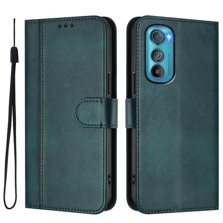 For Motorola Edge 30 Line Splicing Buckle Retro Leather Phone Case