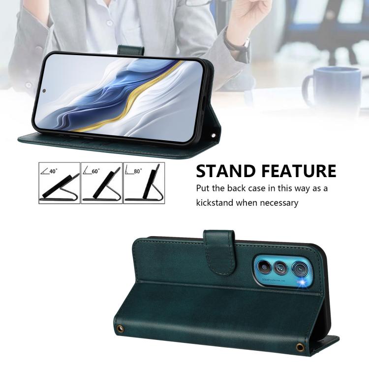 For Motorola Edge 30 Line Splicing Buckle Retro Leather Phone Case
