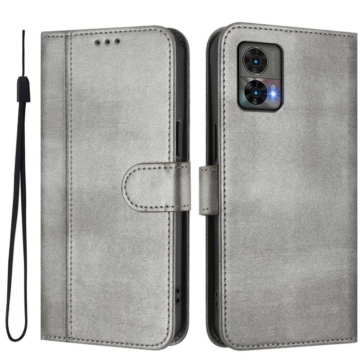 For Motorola Edge 30 Neo Line Splicing Buckle Retro Leather Phone Case