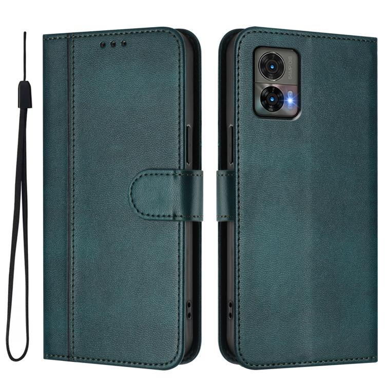 For Motorola Edge 30 Neo Line Splicing Buckle Retro Leather Phone Case
