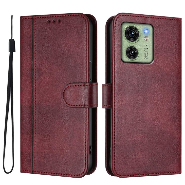 For Motorola Edge 40 5G Global Line Splicing Buckle Retro Leather Phone Case