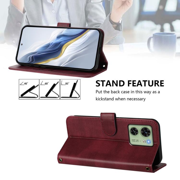 For Motorola Edge 40 5G Global Line Splicing Buckle Retro Leather Phone Case