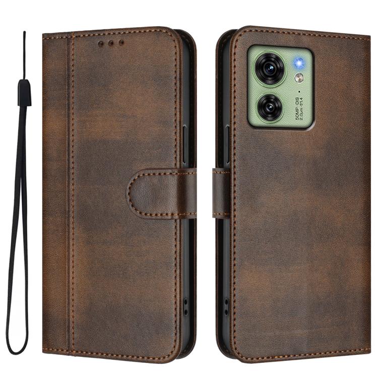 For Motorola Edge 40 5G Global Line Splicing Buckle Retro Leather Phone Case