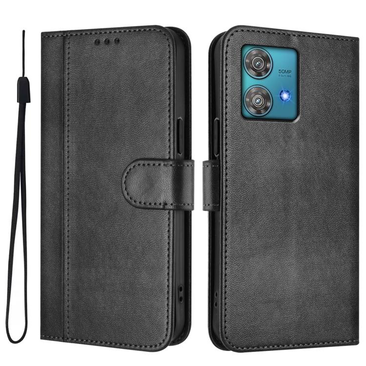 For Motorola Edge 40 Neo 5G Line Splicing Buckle Retro Leather Phone Case