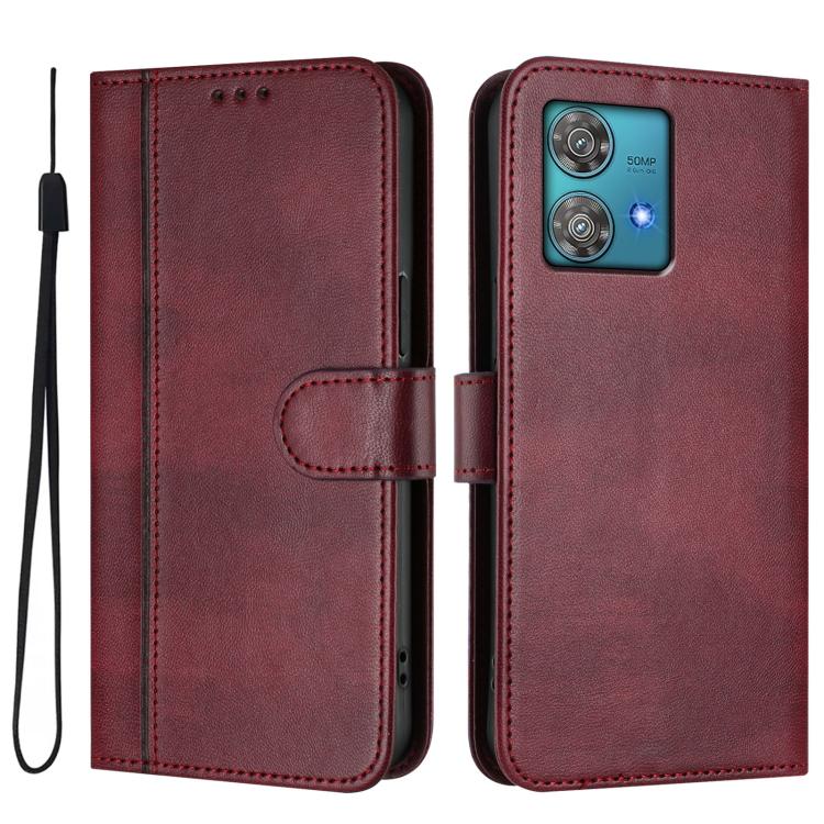 For Motorola Edge 40 Neo 5G Line Splicing Buckle Retro Leather Phone Case