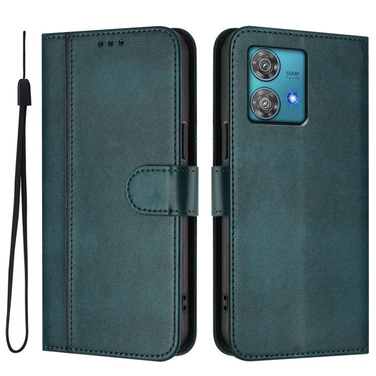 For Motorola Edge 40 Neo 5G Line Splicing Buckle Retro Leather Phone Case