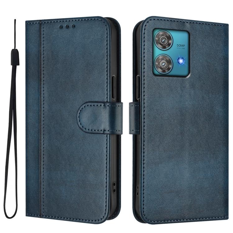 For Motorola Edge 40 Neo 5G Line Splicing Buckle Retro Leather Phone Case