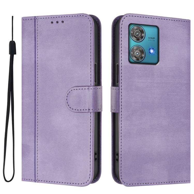 For Motorola Edge 40 Neo 5G Line Splicing Buckle Retro Leather Phone Case