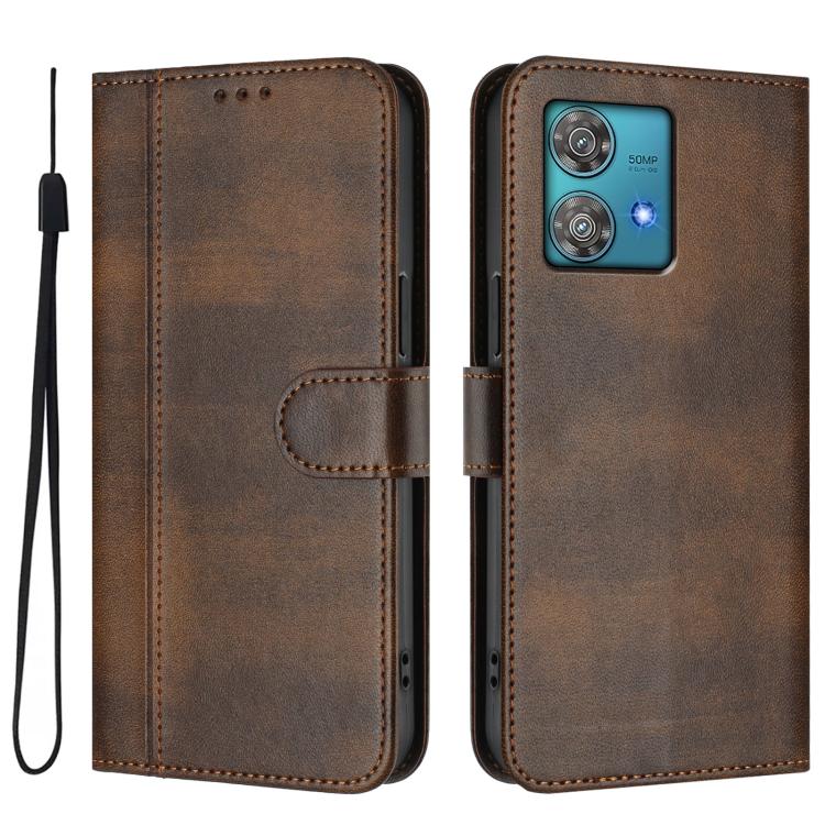 For Motorola Edge 40 Neo 5G Line Splicing Buckle Retro Leather Phone Case