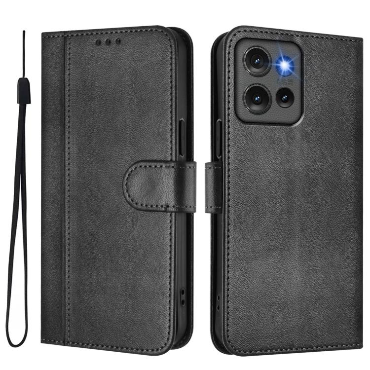 For Motorola Edge 50 5G Global Line Splicing Buckle Retro Leather Phone Case