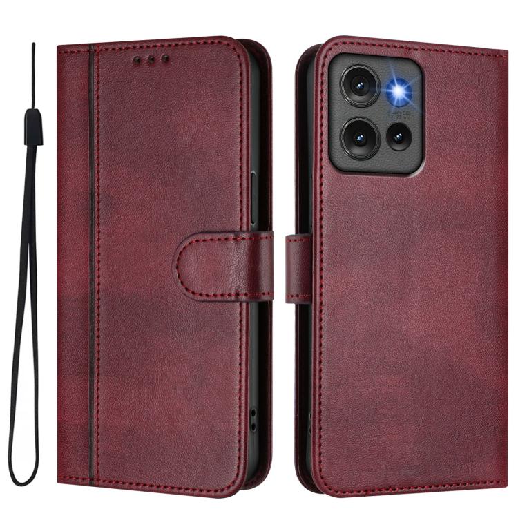 For Motorola Edge 50 5G Global Line Splicing Buckle Retro Leather Phone Case