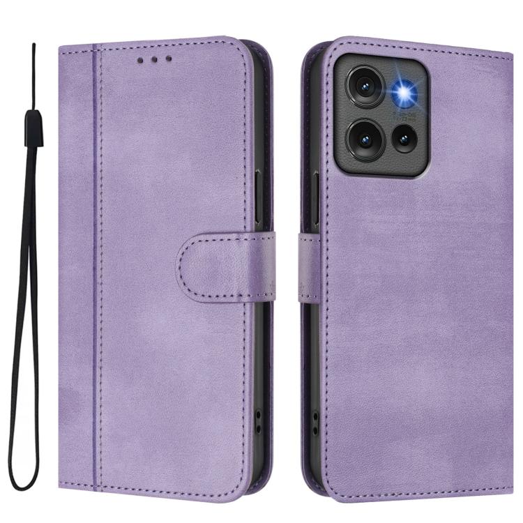 For Motorola Edge 50 5G Global Line Splicing Buckle Retro Leather Phone Case