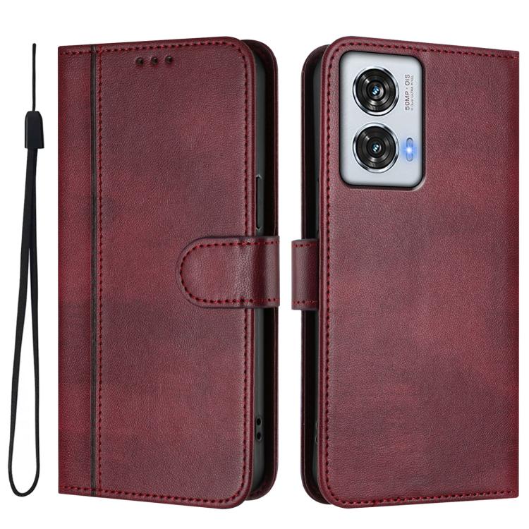 For Motorola Edge 50 Fusion 5G / Moto G85 Line Splicing Buckle Retro Leather Phone Case