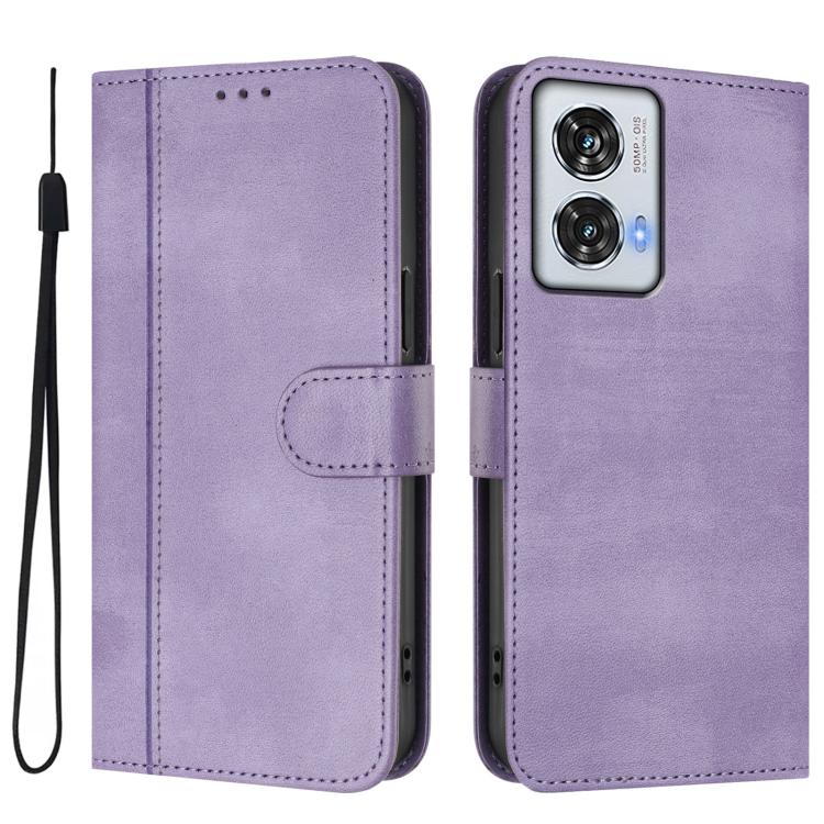 For Motorola Edge 50 Fusion 5G / Moto G85 Line Splicing Buckle Retro Leather Phone Case